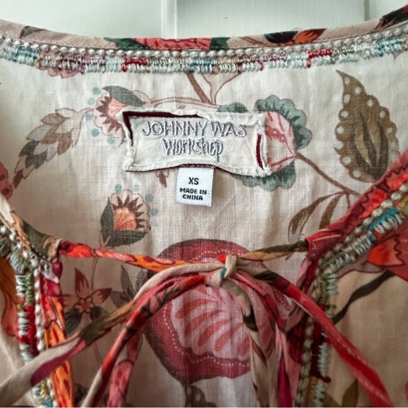 Johnny Was Workshop peach pink floral tiered summer dress - Picture 8 of 10